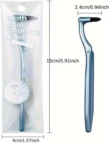 Plaque-Removing Manual Tooth Stain Cleaning Brush with L-Shaped Ergonomic Head - Portable Dental Care Tool for Deep Cleaning, Blue in Saudi Arabia
