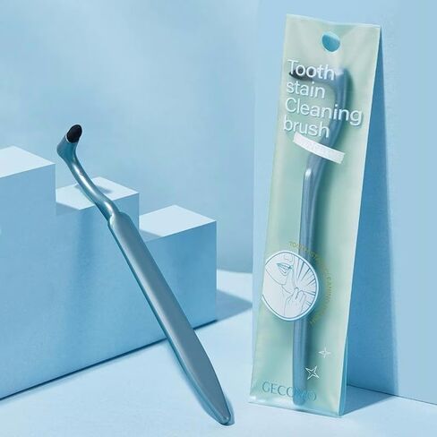 Plaque-Removing Manual Tooth Stain Cleaning Brush with L-Shaped Ergonomic Head - Portable Dental Care Tool for Deep Cleaning, Blue in Saudi Arabia