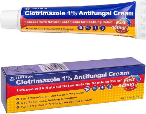 Antifungal Cream Clotrimazole 1%: Treatment for Ringworm, Jock Itch, Athlete’s Foot & Skin Fungal Infections – Relieves Itching, Burning, Cracking & Redness – Natural Botanicals Enhanced (30g) in Kuwait