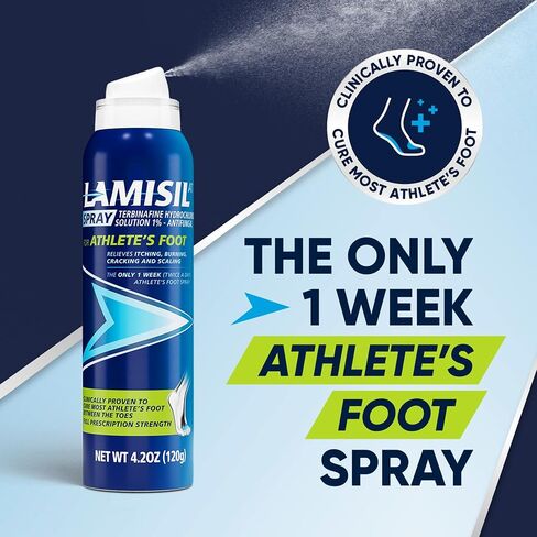 Lamisil Athlete's Foot Antifungal Spray, 1 Week Foot Fungus Treatment, Prescription Strength Terbinafine, Relieves, Treats & Prevents Recurrence, 4.2 oz (120 g) in Kuwait
