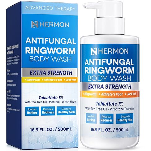 غسول الجسم لعلاج السعفة المضاد للفطريات - غسول مضاد للبكتيريا مع 1% تولنافتات وزيت شجرة الشاي للقوباء الحلقية وحكة اللعب والتينيا وحب الشباب في الظهر ورائحة القدم على الظهر والصدر والفخذ والقدمين للرجال والنساء 500 مل in Kuwait
