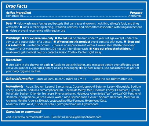 غسول الجسم لعلاج السعفة المضاد للفطريات - غسول مضاد للبكتيريا مع 1% تولنافتات وزيت شجرة الشاي للقوباء الحلقية وحكة اللعب والتينيا وحب الشباب في الظهر ورائحة القدم على الظهر والصدر والفخذ والقدمين للرجال والنساء 500 مل in Kuwait