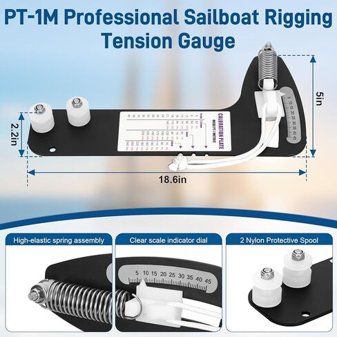 PT-1M Sailboat Rigging Tension Gauge, Professional Metric Precision Sailboat Rigging Tension Meter for Wire Rope & Standing Rigging, Accurately Tune 2.55-4mm Rigging Cables, Range 0-360kg (0-800 lbs) in Kuwait