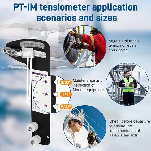 PT-1M Sailboat Rigging Tension Gauge, Professional Metric Precision Sailboat Rigging Tension Meter for Wire Rope & Standing Rigging, Accurately Tune 2.55-4mm Rigging Cables, Range 0-360kg (0-800 lbs) in Kuwait