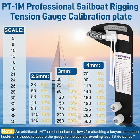 PT-1M Sailboat Rigging Tension Gauge, Professional Metric Precision Sailboat Rigging Tension Meter for Wire Rope & Standing Rigging, Accurately Tune 2.55-4mm Rigging Cables, Range 0-360kg (0-800 lbs) in Kuwait