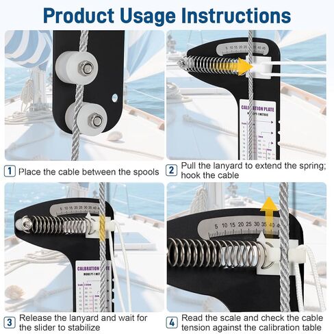 PT-1M Sailboat Rigging Tension Gauge, Professional Metric Precision Sailboat Rigging Tension Meter for Wire Rope & Standing Rigging, Accurately Tune 2.55-4mm Rigging Cables, Range 0-360kg (0-800 lbs) in Kuwait