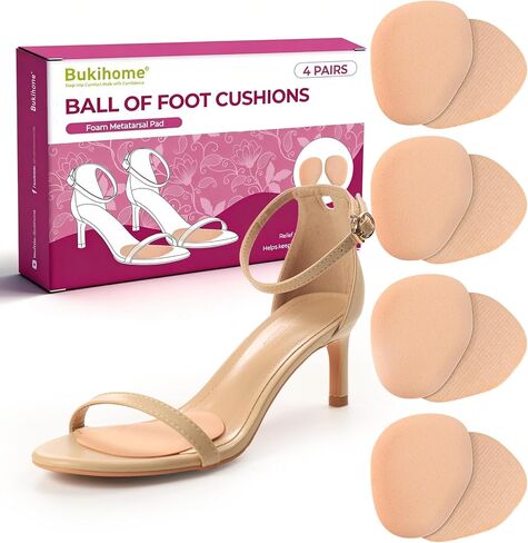 Ball of Foot Cushion Pads for Women - (4 Pairs) Bukihome Anti-Slip Metatarsal Pad to Prevent Toe Sliding, All Day Comfort Foot Insert Pads for High Heels, Sandals, Wedding, Party in Kuwait