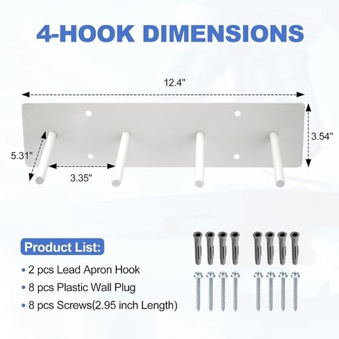 PER4MANCE 2 Pieces Lead Apron Hanger – 4-Hook Heavy Duty Wall Mount with Extra Long Anti-Slip Hooks, Easy to Mount for Imaging Centers and Home Use in Kuwait