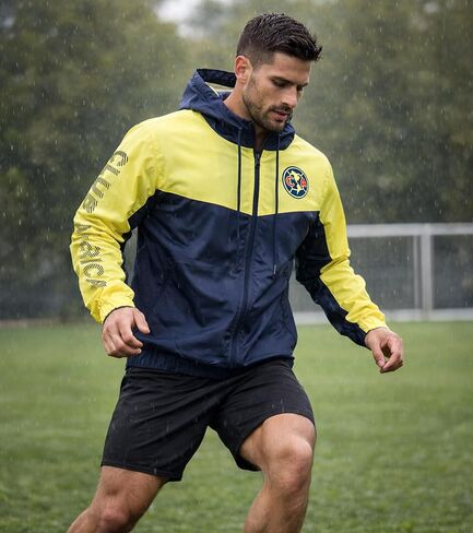 سترة المطر المرخصة من Icon Sports Club America - مقاسات البالغين، سحاب بغطاء للرأس in Saudi Arabia