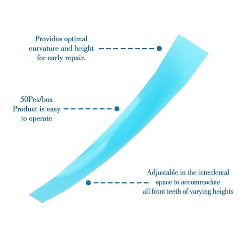 Dental Contoured Anterior Matrix Bands Resin Forming Strip Matrix Strips Length Blue Transparent Contoured Anterior Matrix M8 1.0 50 Pcs/Box in Kuwait