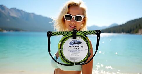 حبل Platinum Dyneema للتزلج والواكبورد - حبل سحب قابل للتعديل بطول 75 قدمًا - حبل قارب احترافي رفيع للغاية ومنخفض التمدد - مقبض عائم من مادة EVA مقاس 15 بوصة - تم تصميمه واختباره على بحيرة تاهو in Kuwait