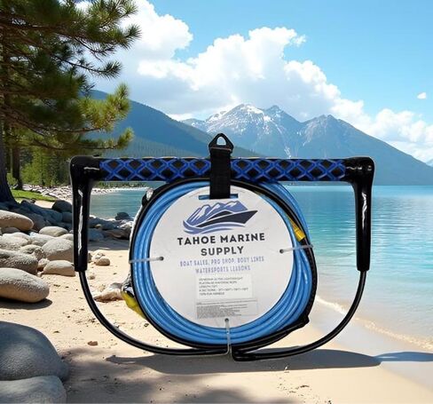 Platinum Dyneema Ski and Wakeboard Rope - 75ft Adjustable Tow Rope - Ultra-Slim Low-Stretch Professional Boat Rope - 15" EVA Floating Handle - Designed & Tested on Lake Tahoe in Saudi Arabia