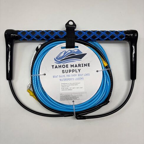Platinum Dyneema Ski and Wakeboard Rope - 75ft Adjustable Tow Rope - Ultra-Slim Low-Stretch Professional Boat Rope - 15" EVA Floating Handle - Designed & Tested on Lake Tahoe in Saudi Arabia
