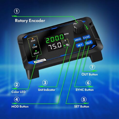 Dual-Channel Signal Generator, DC 5-24V 4-20ma Frequency Function Generator 1HZ~100KHZ PWM Pulse Frequency Duty Cycle phasing Motor Driver Speed Controller Adjustable in Kuwait