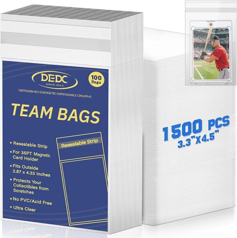 DEDC 500Pcs Team Bags for One Touch Magnetic Card Holder, Team Bags for Trading Cards of Resealable Card Sleeves Team Set Bags in Kuwait