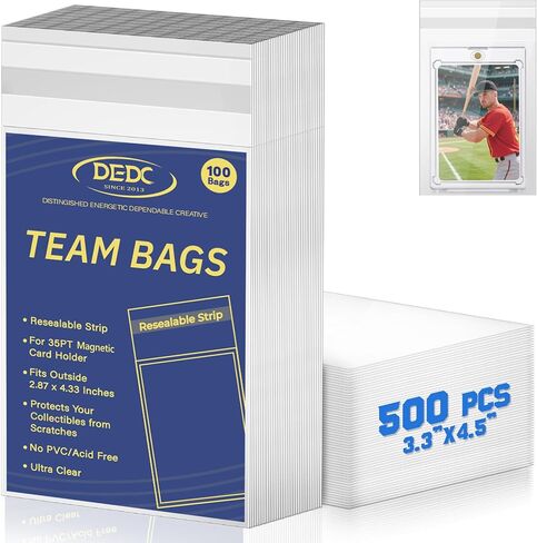 DEDC 200Pcs Trading Cards Team Bags for One Touch Magnetic Card Holder, Team Set Bags for Cards Resealable Card Sleeves Exact Fit Sleeves for 35PT Magnetic in Saudi Arabia