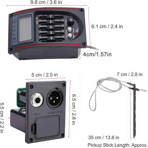 LCD 5-Band Acoustic Guitar Preamp, EQ LC-5 Equalizer Tuner Piezo Pickup, Acoustic Guitar Pickup Kit, Preamp, in Saudi Arabia