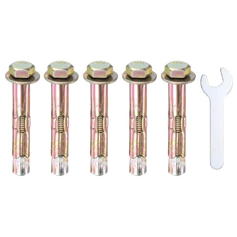 10 عبوات من مسامير التوسعة السداسية، M8x100mm مسامير توسيع سداسية خارجية من الحديد والكربون الصلب المجلفن الملون مع مفتاح ربط 14 مم، مسمار معدني مضاد للتآكل للجدران الخرسانية/الطوب الجاف/الكتل in Kuwait