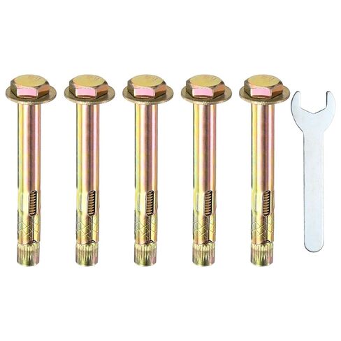 10-Pack Hex Expansion Bolt, M8x100mm Colored Galvanized Iron-Carbon Steel External Hex Expansion Bolts W/ 14mm Wrench, Anti-Corrosion Metal Bolt for Concrete/Dry Brick/Block Walls in Saudi Arabia