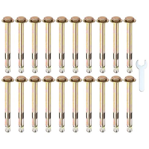 10-Pack Hex Expansion Bolt, M8x100mm Colored Galvanized Iron-Carbon Steel External Hex Expansion Bolts W/ 14mm Wrench, Anti-Corrosion Metal Bolt for Concrete/Dry Brick/Block Walls in Saudi Arabia