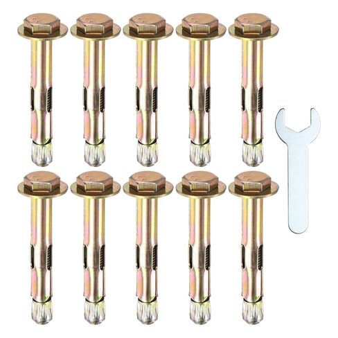 10-Pack Hex Expansion Bolt, M8x100mm Colored Galvanized Iron-Carbon Steel External Hex Expansion Bolts W/ 14mm Wrench, Anti-Corrosion Metal Bolt for Concrete/Dry Brick/Block Walls in Saudi Arabia