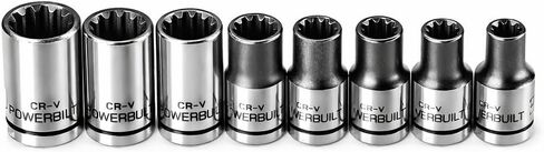 Powerbuilt 8 Piece 1/4" Dr. SAE Spline Socket Set with Storage Tray - 642053, Silver in Kuwait