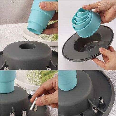 Foldable Piping Bag Holder Stand Pastry Bags, Baking Accessories Organizer with Sturdy Base and Removable Tray, for PP Material, 9.05 Inch, Blue Grey in Kuwait