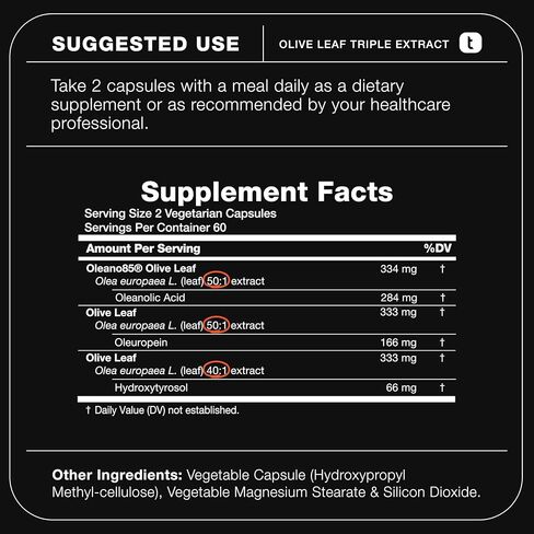 Toniiq Olive Leaf Extract Complex – with 85% Oleanolic Acid, 50% Oleuropein & 20% Hydroxytyrosol - 50:1 Extract Ratio – Third-Party Tested – 120 Capsules in Saudi Arabia