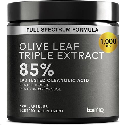 Toniiq Olive Leaf Extract Complex – with 85% Oleanolic Acid, 50% Oleuropein & 20% Hydroxytyrosol - 50:1 Extract Ratio – Third-Party Tested – 120 Capsules in Saudi Arabia