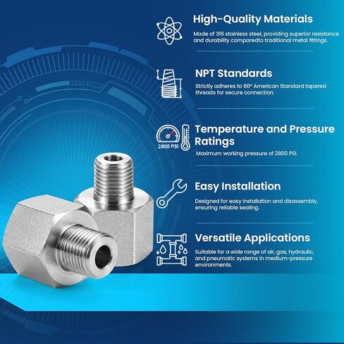 3/4 "إلى 1/2" NPT أنثى الفولاذ المقاوم للصدأ المخفض اقتران 1-حزمة - 316 البحرية الصف مزدوج أنثى الموضوع عرافة الأنابيب المناسب محول للهواء الماء الغاز النفط 4500 رطل لكل بوصة مربعة in Kuwait