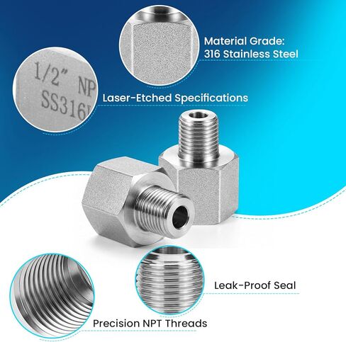 3/4 "إلى 1/2" NPT أنثى الفولاذ المقاوم للصدأ المخفض اقتران 1-حزمة - 316 البحرية الصف مزدوج أنثى الموضوع عرافة الأنابيب المناسب محول للهواء الماء الغاز النفط 4500 رطل لكل بوصة مربعة in Kuwait