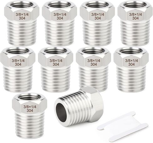 TAISHER 2PCS 304 Stainless Steel New Reducer Hex Bushing, 1/4" NPT Male x 1/8" NPT Female, Reducing Pipe Adapter Fitting in Saudi Arabia