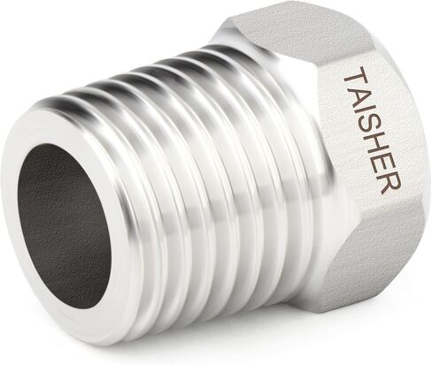 TAISHER 2PCS 304 Stainless Steel New Reducer Hex Bushing, 1/4" NPT Male x 1/8" NPT Female, Reducing Pipe Adapter Fitting in Saudi Arabia