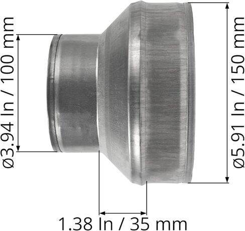 مخفض مجاري دائرية من الفولاذ المجلفن مقاس 6 بوصة إلى 4 بوصة - مخفض زيادة تركيب الأنابيب - محول تحويل قناة الصرف والنفايات والتهوية - أداة توصيل لتقليل الأنبوب المعدني in Kuwait