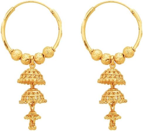 Efulgenz Gold Tone Indian Hoop Earrings Hoop Jhumka Earrings for Women Traditional Bridal Wedding Bollywood Jewelry Jhumka Jhumki Dangle Earrings Set Indian Jhumkas for Women in Kuwait