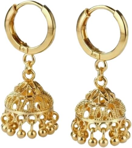 Efulgenz Gold Tone Indian Hoop Earrings Hoop Jhumka Earrings for Women Traditional Bridal Wedding Bollywood Jewelry Jhumka Jhumki Dangle Earrings Set Indian Jhumkas for Women in Kuwait