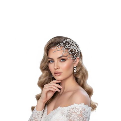 عقال الزفاف الكريستال خوذة الزفاف حجر الراين إكسسوارات الشعر للنساء العروس وصيفات الشرف (188 الفضة) in Kuwait