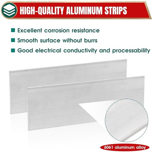 6061 Aluminum Flat Bar, 1/8" x 2" x 8" Rectangle Aluminum Bar Stock, T6511 Solid Mill Stock for Industrial Building, DIY Projects, Metal Crafting and Fabrication in Kuwait