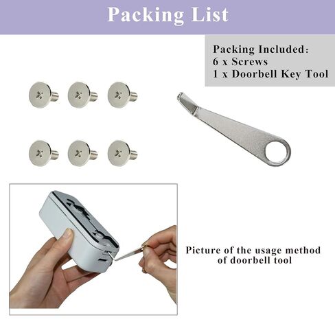 أداة مفتاح بديلة لجرس الباب ومسامير محول طاقة جرس الباب متوافقة مع Blink Video Doorbell الجيل الثاني، Ring Video Doorbell 2024 Battery، 3/3 Plus، 4/4 Pro، مجموعات من 6 براغي ودبوس إزالة الإصدار in Saudi Arabia