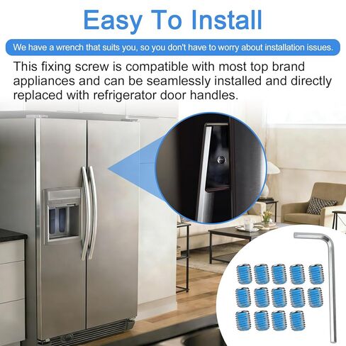 14 حزمة WR01X11014 3031578 مجموعة برغي لجهاز GE Appliance مقبض باب الثلاجة مجموعة استبدال المسمار لجهاز GE PS6011723 3031578 WR01X11014 (إحضار مفتاح سداسي) in Kuwait