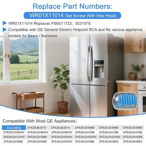 14 حزمة WR01X11014 3031578 مجموعة برغي لجهاز GE Appliance مقبض باب الثلاجة مجموعة استبدال المسمار لجهاز GE PS6011723 3031578 WR01X11014 (إحضار مفتاح سداسي) in Kuwait