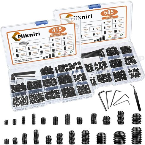 1000 Pcs 24 Size Set Screw Assortment Kit -Metric Screw Assortment and SAE Allen Set Screws for Bathroom Fixtures, M3-M8, 1/8"-40 to 5/16"-18 Internal Hex Drive Headless Set Screws in Saudi Arabia