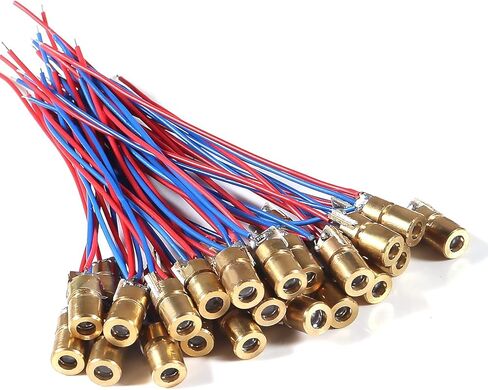 20 Pieces 5V 650nm 5mW Red Dot Laser Head Red Laser Diode with Leads, 6mm Outer Diameter in Saudi Arabia