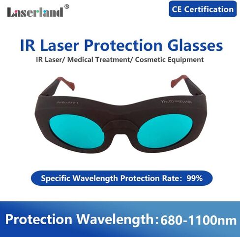 680nm-1100nm 1064nm ND:YAG and 980nm 808nm Infrared IR Laser Protective Goggles Glasses CE OD+7 Glass Lens in Kuwait