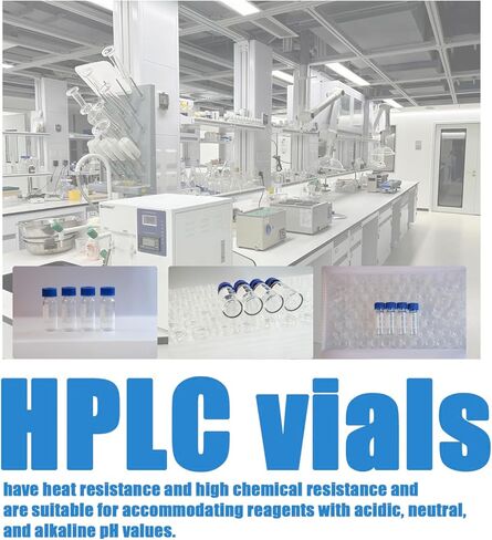 2ml Autosampler Vials, HPLC GC Vials Laboratory use,Clear, 9-425 Screw neck with PTFE/Silicone Septa, Writing Area and Graduations, 100-Pack in Saudi Arabia