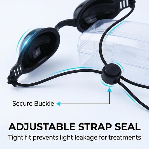 See - Through Safety Goggles, Half - Clear Tanning Goggles for Tanning Beds & Red Light Therapy Glasses. Lightweight Adjustable Red Light Therapy Eye Protection with Storage Box (1 Pack) in Saudi Arabia