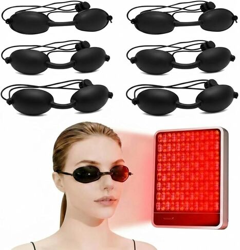 6 PCS Red Light Therapy Glasses, Half-Clear Tanning Goggles Eye Protection – UV Safety Glasses for Photon Skin Rejuvenation, Sunbathing & Laser Beauty Treatment, Adjustable Black Protective Eyewear in Kuwait