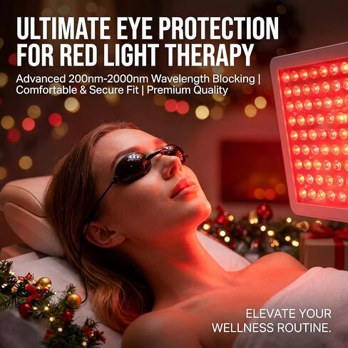 6 PCS Red Light Therapy Glasses, Half-Clear Tanning Goggles Eye Protection – UV Safety Glasses for Photon Skin Rejuvenation, Sunbathing & Laser Beauty Treatment, Adjustable Black Protective Eyewear in Kuwait