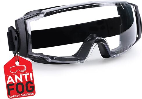 BISON LIFE SplashPro، نظارات أمان فوق النظارات، نظارات أمان مضادة للضباب ANSI Z87.1، مقاومة للصدمات والخدش، حماية العين فوق النظارات الطبية، حزام قابل للتعديل، نظارات المختبر والعمل in Kuwait