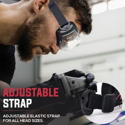 BISON LIFE SplashPro، نظارات أمان فوق النظارات، نظارات أمان مضادة للضباب ANSI Z87.1، مقاومة للصدمات والخدش، حماية العين فوق النظارات الطبية، حزام قابل للتعديل، نظارات المختبر والعمل in Kuwait